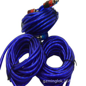 Blue Audio Cable 5m RCA Male To Male For <b>Car</b> <b>Amplifier</b> Subwoofer Speaker Copper Aluminum Wire Coiled Packing - Product Image 1