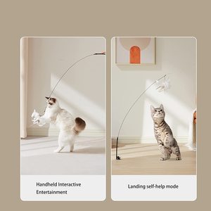 Giocattoli interattivi automatici del gatto della bacchetta del giocattolo del gatto per i giocattoli naturali della palla della piuma dell'uccello a mani libere del gatto dell'interno - Product Image 3