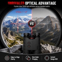 Télémètre laser 12x50 avec jumelles, lentille oculaire de 26 mm, portée de mesure de 2000 m, ±90 °   Écran LCD noir angulaire avec anneau de dioptrie droit OEM ODM