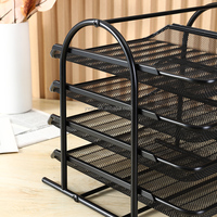 Porte-fichiers de bureau multifonctionnel Stable Amovible Quatre couches Fer Art Stockage de données Grille métallique Rack de rangement de bureau Rack de bureau