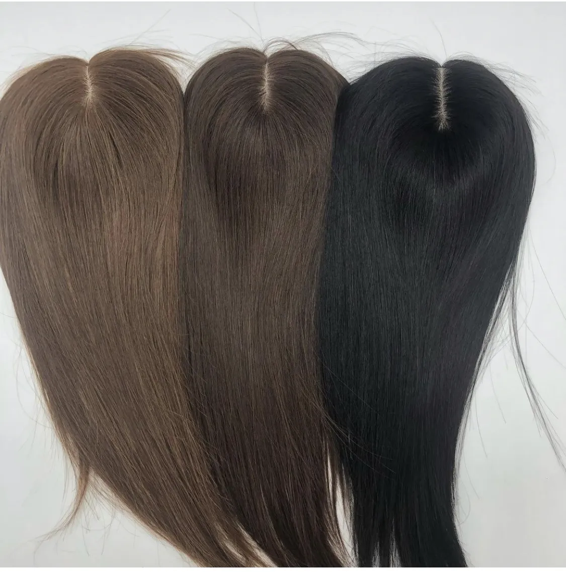 Top quality Hair Loss Treatment middle Silk Base HairPiece 100%real virgin Human Hair Customized Color straight Topper For Women