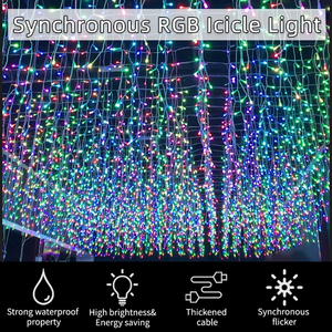 230V auto-đồng bộ hóa <span class=keywords><strong>RGB</strong></span> giáng sinh chuỗi ánh sáng Rèm IP65 đánh giá <span class=keywords><strong>LED</strong></span> Icicle rơi tuyết cổ tích Backdrop ánh sáng - Product Image 3