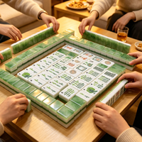 Juego de Mahjong Americano Funky Trade Emerald Wave, 1.24 Pulgadas, 4 Capas, Diseño de Jade Verde en Espiral, 160 Piezas, Fichas de Mahjong Acrílicas