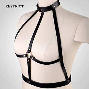 Harnais en cuir PU style BDSM Bondage Punk pour femme, soutien-gorge cage de contention, <span class=keywords><strong>taille</strong></span> unique réglable, lingerie de poitrine, exercices de Kegel - Product Image 2