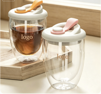 Gobelets à café glacé côtelés de 20 oz avec couvercles, logo personnalisé, 4 gobelets en verre vintage