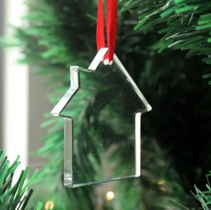 2025 Custom Carved <b>Crystal</b> Glass Christmas Tree Ornaments Engraved House Shaped Ornament for Decking Out Your Tree Hot Sale - Product Image 5