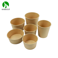 Tasses de soupe à emporter imperméables enduites jetables de papier brun avec la couverture