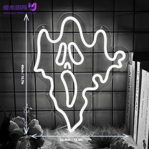 Letrero LED de Neón con Cara de Fantasma de Terror de Halloween, Luz de Neón Personalizable y Regulable, Ideal para la Cueva del Hombre y Fiestas de Terror de Halloween - Product Image 2