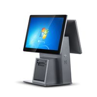 Terminal tout-en-un à double écran tactile de 14 pouces Système Pos de machine enregistreuse de caisses enregistreuses Scanner de codes-barres de reçus intégrés