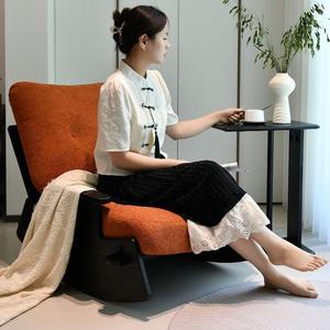 Sillón reclinable de madera maciza para sala de estar, estilo retro, sofá individual con cojín para uso en el hogar o balcón. - Product Image 2