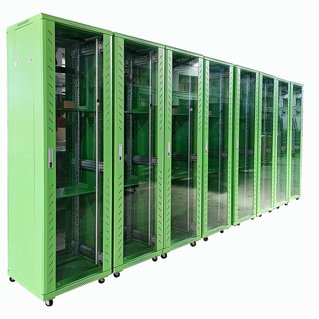YNCO 42U Network Cabinet 19-Inch Neon Green Steel Metal 600*1000 Size with Glass Door 37U Data Center Server Rack Stock Computer