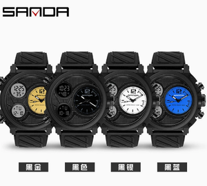นาฬิกาดิจิตอล Sanda รุ่นใหม่ นาฬิกาสปอร์ตสำหรับผู้ชาย นักเรียน นักศึกษา ใช้งานกลางแจ้ง เรืองแสง กันน้ำ นาฬิกาทหาร หน้าปัดคู่ ระบบอิเล็กทรอนิกส์ - Product Image 6