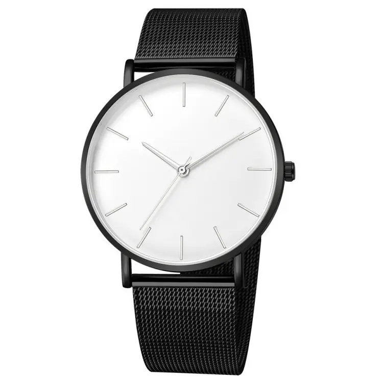 Logo personalizzato semplice orologio da polso Ultra sottile minimalista bracciale Montre cinturino in maglia di acciaio inossidabile 40MM orologi al quarzo da uomo