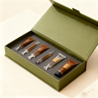 Embalaje cosmético de lujo reciclado respetuoso con el medio ambiente laminado brillante con logotipo personalizado embalaje de papel de cartón magnético Cajas de Regalo esponja