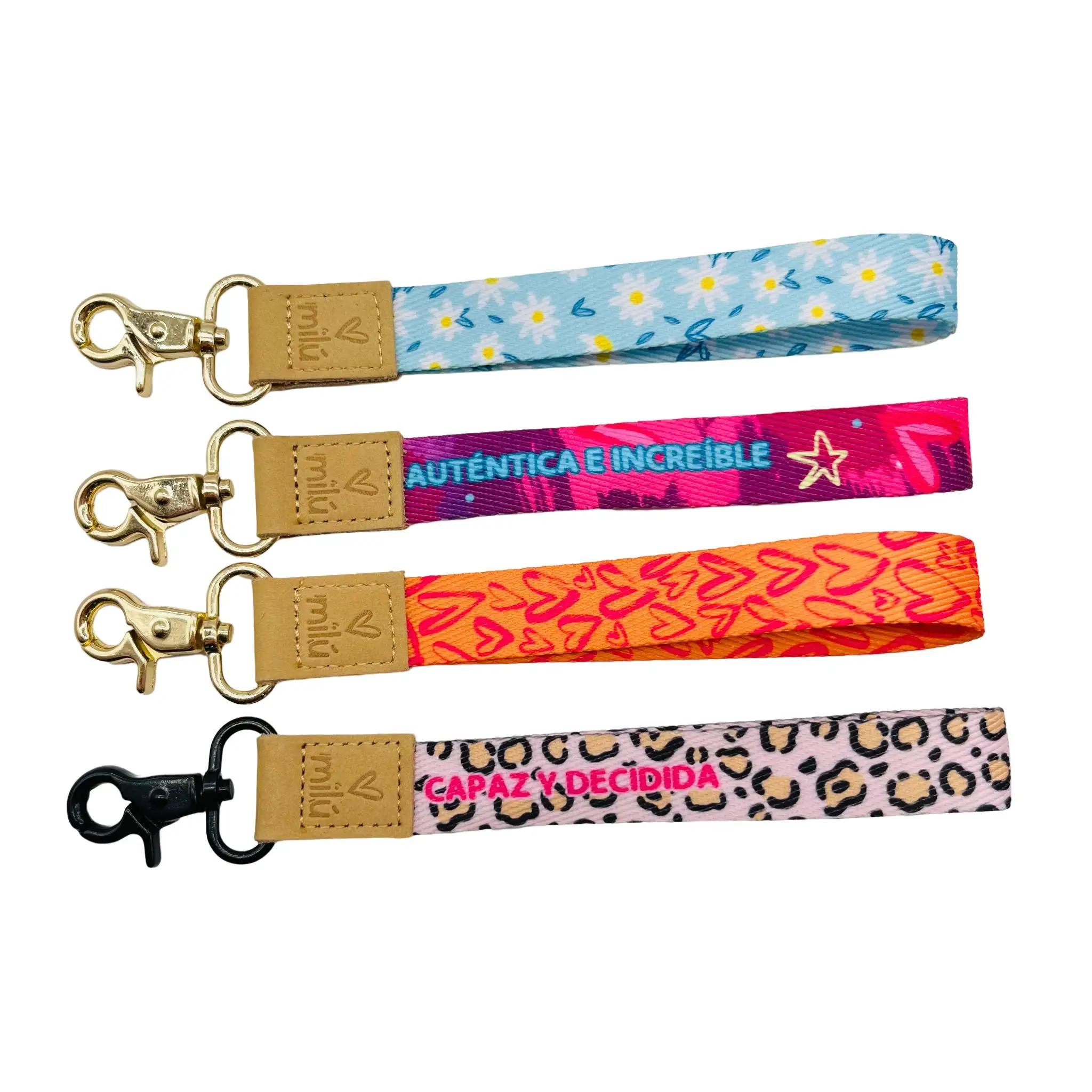 ขายส่งระเหิดพิมพ์สั้น Wristlet พวงกุญแจแฟชั่น Lanyards