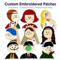 Écussons brodés personnalisés, motifs de dessins animés, portraits célèbres, vente en gros, OEM, badges de figurines mignonnes pour pulls, vêtements, vestes, sacs, DIY