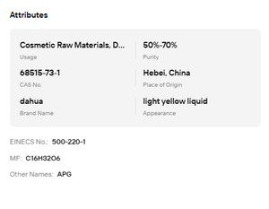 สารลดแรงตึงผิวแบบไม่มีประจุไฟฟ้า อัลคิล โพลีไกลโคไซด์ APG 68515-73-1 สำหรับผงซักฟอกและเครื่องสำอาง - Product Image 6