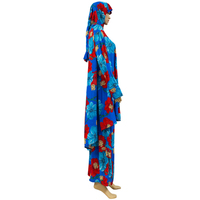 Vente en gros 6 couleurs 4 tailles par douzaine ensemble deux pièces imprimé de fleurs Hijab Abaya islamique musulman femmes prière vêtements quotidiens robe Caftan