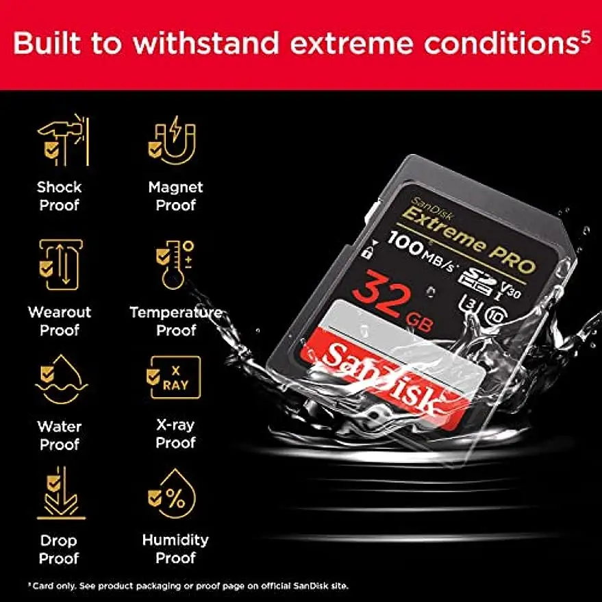 SanDisk-Carte mémoire SDHC Extreme PRO de 32 Go/64 Go/128 Go/256 Go/1 To, UHS-I, C10, U3, V30, 4K UHD, SDSDXXO-032G-GN4IN