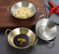 Mini plat en acier inoxydable SUS304 de qualité alimentaire avec doubles poignées, petit plat de service pour les collations coréennes, plat à trempette, usage commercial