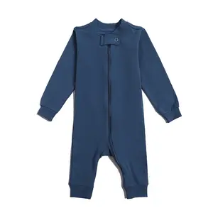 High Quality Bamboo Baby Romper Full Long Sleeve Baby Boy Clothes Jumpsuit Polo Romper New Born Baby Girls Zipper Pajamas