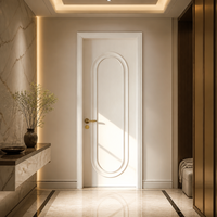 Porte en bois composite laqué blanc, panneau ovale doré, étanche, pour chambre à coucher, villa, portes à battants