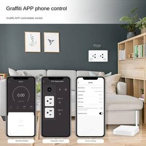 Prise murale intelligente YUHE 10A double pôle avec ports USB-A et USB-C pour contrôle par application, IP27, interrupteur ABS, double tension, design minimaliste - Product Image 2