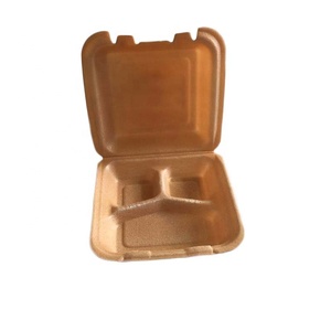 Takeaway PLA Foam Compostable Plastic 8 inch 3 Compartment Clamshell Disposable Bento Lunch Box