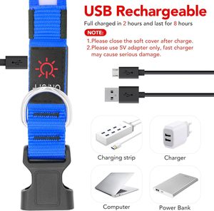 Electronic LED <b>Dog</b> Collar Adjustable Reflective <b>Lights</b> Nylon Solid Pattern Anti-Lost Avoid Car Accidents for <b>Dogs</b> - Product Image 2