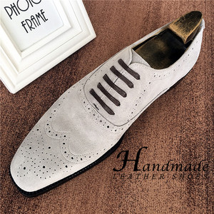 Zapatos Oxford de hombre, de cuero retro, gamuza morada, transpirables, bordados, formales, casuales, impermeables y ligeros. - Product Image 3