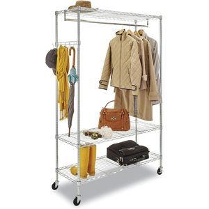 Porte-vêtements Alera à étagères en fil métallique argenté, capacité de 40 vêtements, 48 l x 18 prof x 75 h - Product Image 3