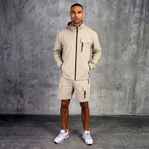 Men’s Premium Hooded Windbreaker Set Lightweight Zip Up <b>Hoodie</b> With Matching Short <b>Running</b> Hiking And Outdoor Men Sportswear Set - Product Image 1