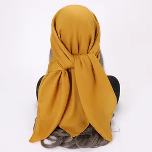 92X92CM Cotton Linen Hijab Women Muslim Square Scarf Ladies Islamic Plain Malaysia Wrap Female Foulard Tudung Bawal