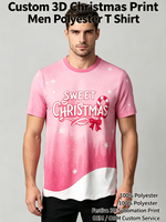 T-shirt décontracté unisexe à manches courtes avec imprimé 3D motif de Noël dégradé, nouveauté transfrontalière