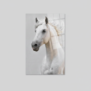 Elegant White Horse <b>Canvas</b> Print: Stunning Animal <b>Wall</b> Decor,TEMPERED GLASS ART - Product Image 2
