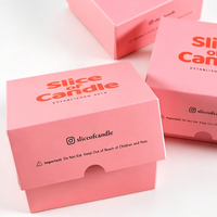 Boîte cadeau pliable rose mate personnalisée avec logo imprimé pour bougies – Offre spéciale