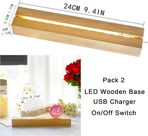 ฐานไฟกลางคืน LED รูปทรงสี่เหลี่ยมขนาดเล็ก ดีไซน์ทันสมัย ทำจากไม้บีช พร้อมสาย USB รีโมทคอนโทรล ปรับความสว่างได้ แสงวอร์มไวท์ CRI 95 สูง - Product Image 2