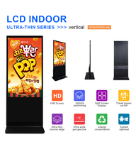 Écran LCD publicitaire à haute luminosité, à cadre ultra-fin, à montage au sol, rétroéclairage LED longue durée, intérieur, 65 55 pouces