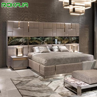 Ensemble matelas de lit King Size, Design italien, à la mode, bibliothèque de luxe et Base en acier inoxydable, lit en tissu souple