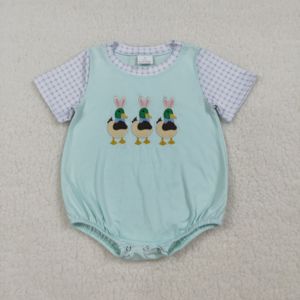 Mono de burbujas para bebé niña con estampado de conejo de Pascua y patos mallard, 95% algodón y elastano, informal, con cierre de cremallera, ropa de bebé recién nacido. - Product Image 4