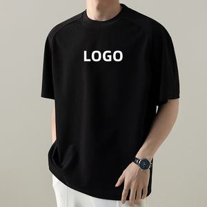 Оптовые белые и черные футболки из 100% хлопка с вышивкой и печатью логотипа, высококачественные однотонные мужские футболки на заказ, плотные - Product Image 1
