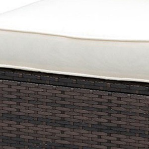 Corduroy Frame Tufted Patio Side Chair with Cushioned <b>Seating</b> Ivory & Espresso Brown Memory <b>Foam</b> for Apartment & Hotel Use - Product Image 6