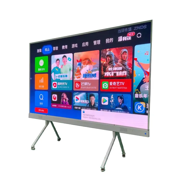 Smart 4K LED tela de TV plana sistema de controle Android integrado para sala de reuniões tudo em um display móvel de visão direta HD