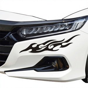 <b>Waterproof</b> <b>Sunscreen</b> Vinyl 8MIL Thick Sports Style Flame 1 Pair Installation Window Reflective Car Bumper Sticker - Product Image 3