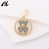 Collier pendentif ours plaqué or 14 carats de haute qualité avec diamant nouveauté breloque ours mignon pour un usage quotidien et des cadeaux