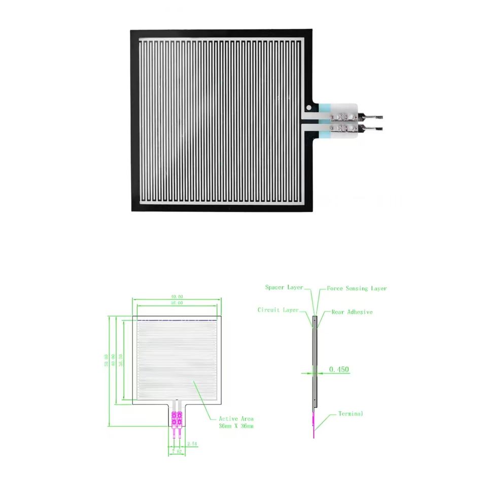 FSR Single Zone Sensor - Thin Film Force Sensing Resistor for Consumer ...