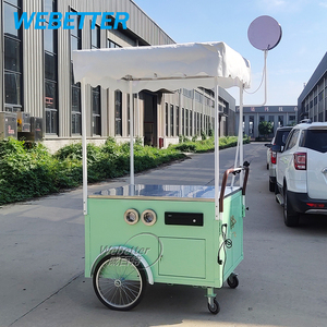 WEBETTER-Carrito de comida para café, <span class=keywords><strong>hamburguesas</strong></span> empujadas a mano, carrito de café de flores comercial al aire libre con paraguas - Product Image 3