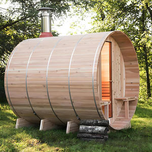 Buiten sauna van houten vat, rode ceder en hemlock hout, elektrische kachel, voor 2 personen - Product Image 4
