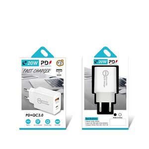 PD20W Charger 5V4A EU/US/UK Standard Type-c QC3.0 Dual Port Fast Charging Adapter Manufacturer Charging Head - Product Image 1