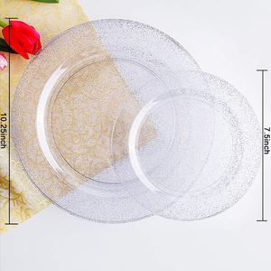 Assiettes jetables à paillettes argentées 300 pièces 10.25 \ "& 7.5 \" en plastique dur sans BPA matériau PS élégant échantillon gratuit - Product Image 3